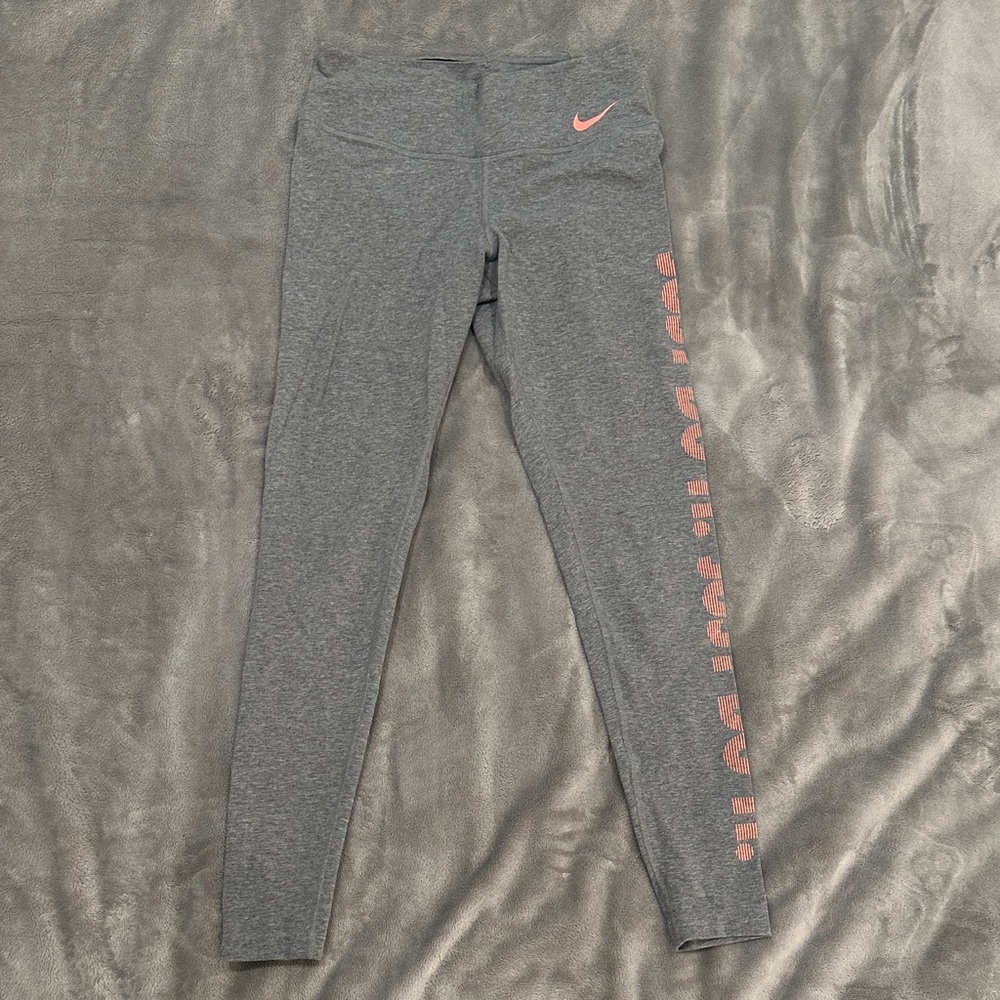 NEW Nike Gray Leggings with Pink Logo